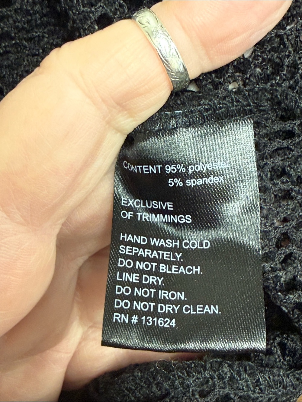 Caleaas Black Lace Cardigan Drape Open Front Sheer Crochet Boho Size S Top - Picture 7 of 8